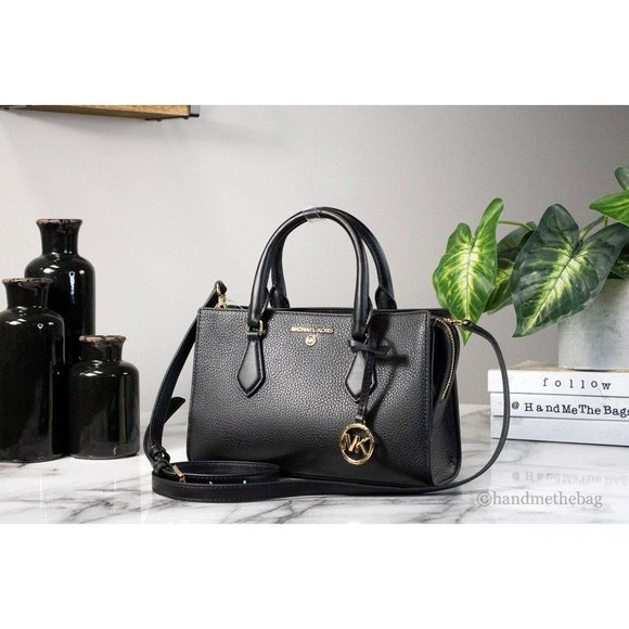 NEW Michael Kors Valerie Small East West Satchel Black Leather Crossbody Bag - Picture 4 of 12
